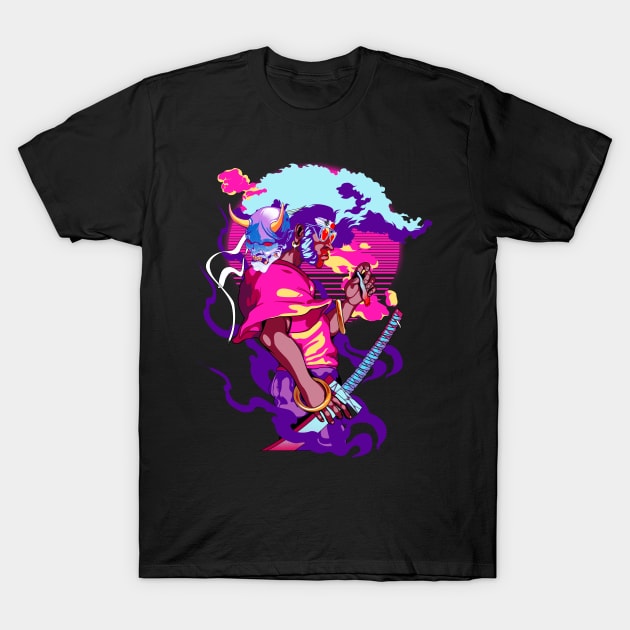 Neon Afro Samurai T-Shirt by Heymoonly